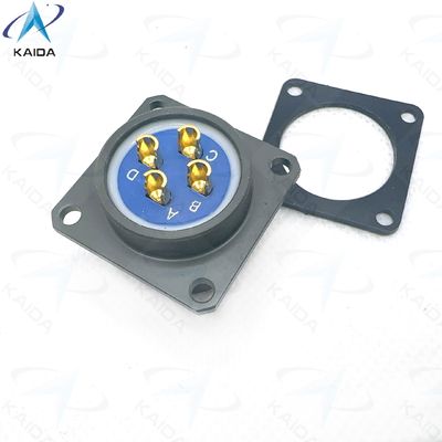 Y50EXシリーズ 丸型電気コネクタ、オリーブドラブアルマイト処理コネクタシェル付き。はんだ付けおよび接着剤による気密処理。Y50EX1404ZJ3NL