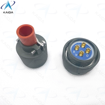 安全で耐久性のある円形電気コネクタ -55℃～125℃、産業用途向け、Y50EX-1404TK02L、Y50EXシリーズプラグ、ストレートケーブルクランプ付き、オリーブドラブアルマイト処理